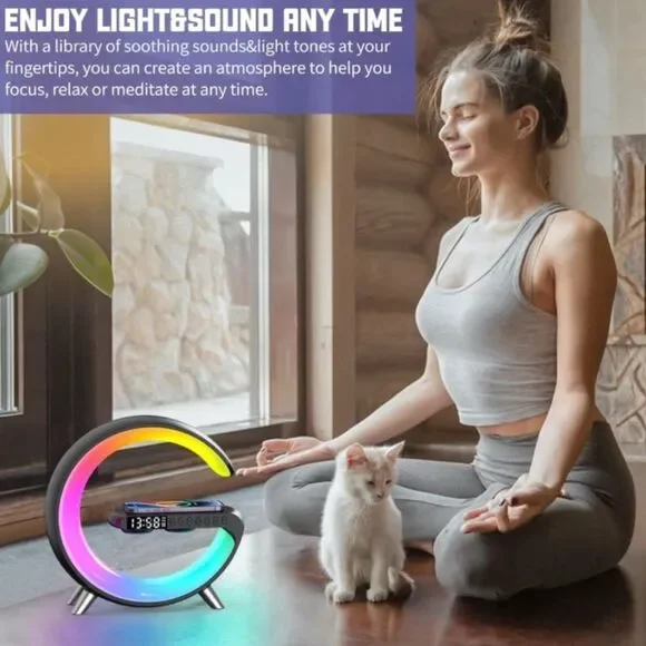 New 4 in 1 Wireless Charging Atmosphere Light & Bluetooth Alarm
Speaker NIB - Picture 5 of 5